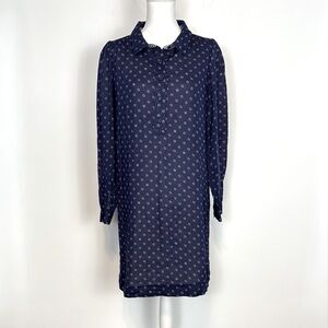 Lily Pulitzer Navy Blue and White Davie Button Print Shirt Dress. Size 6.